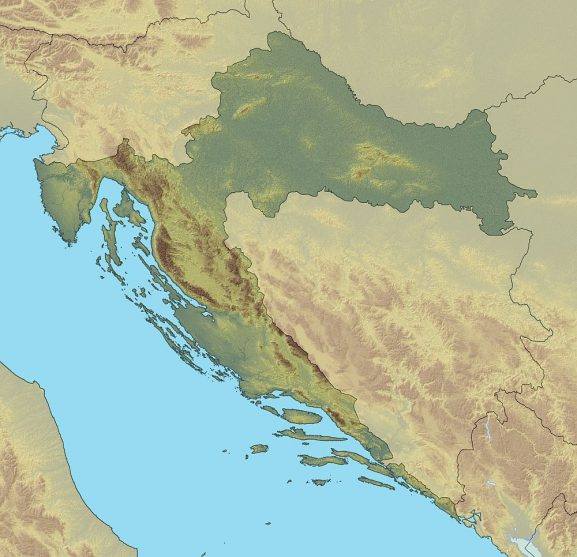 Relief map of Croatia